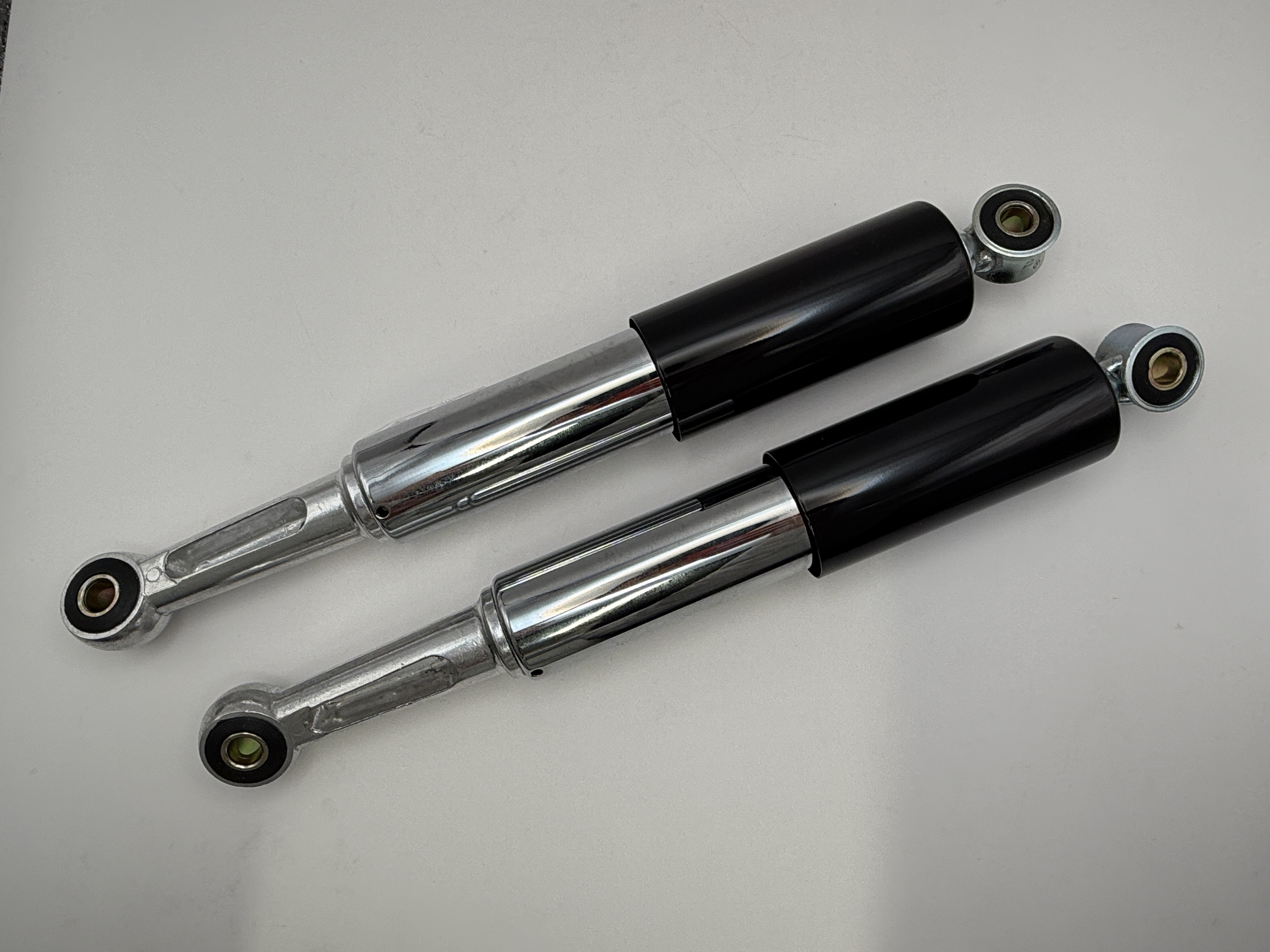 Hendler Shocks 320mm Pin+Pin Honda C50/70/90 Cub (Black Top Cover and Chrome)
