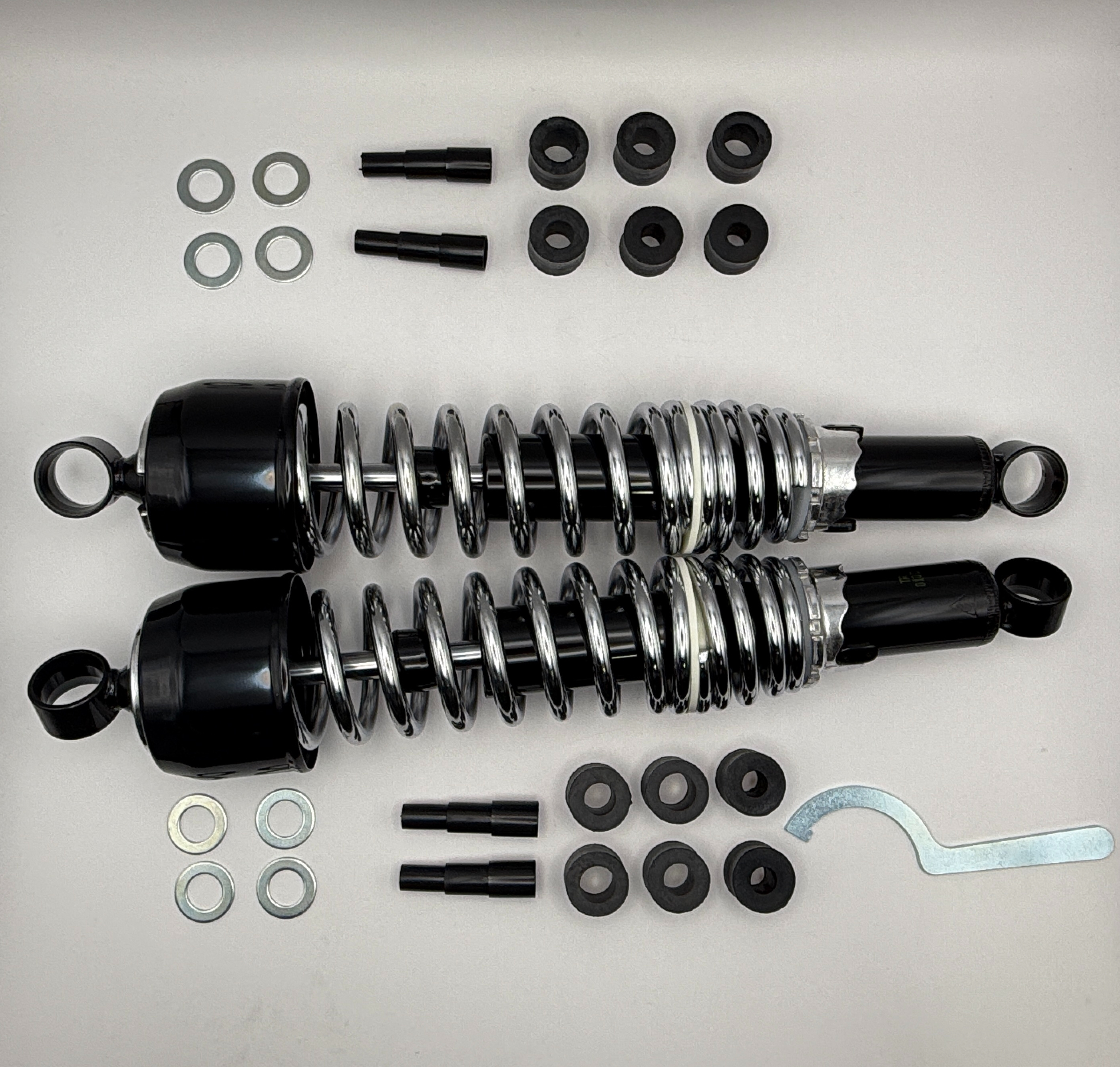 Hendler Shocks 365mm Pin+Pin (Black Body, Chrome Spring) Type 2