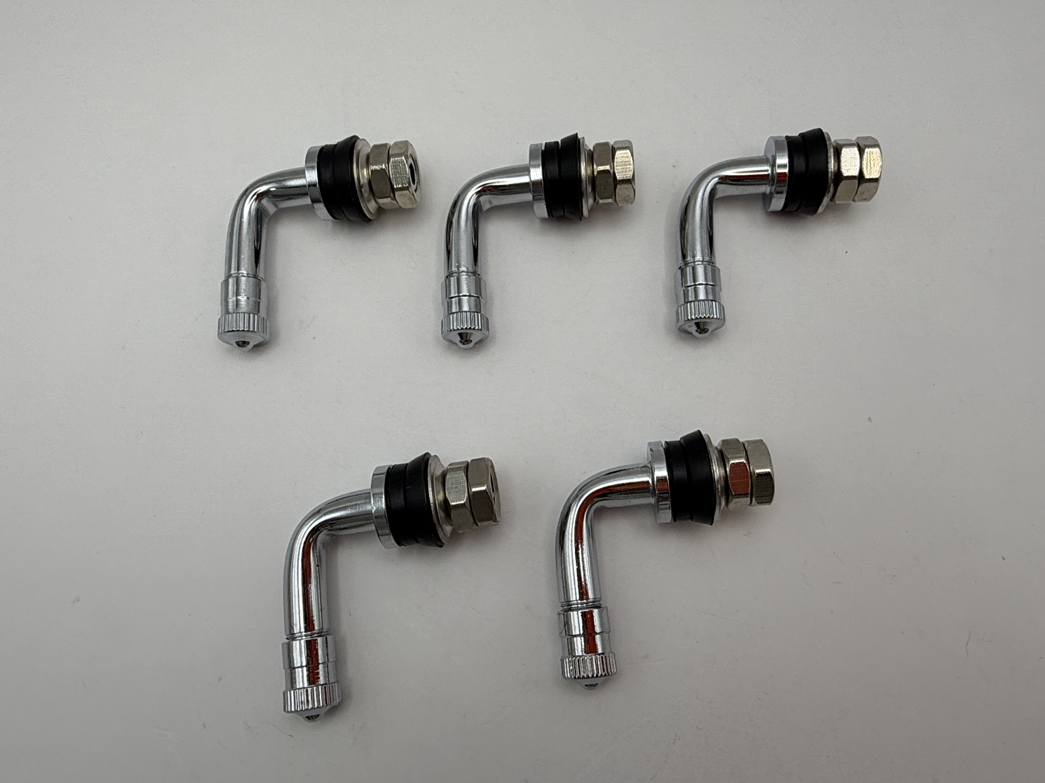 Hendler Tubeless Valve 8mm Chrome with 90' Bend & Locking Nuts Inside