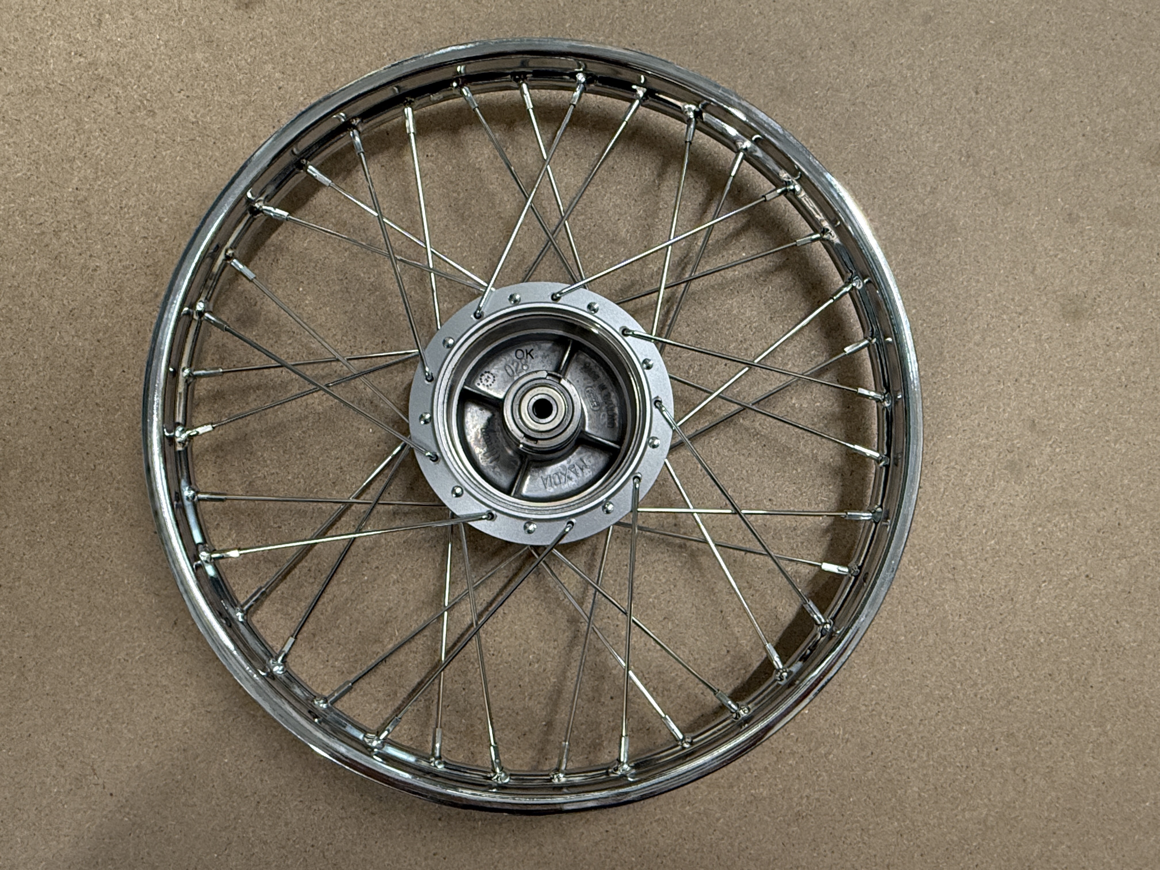 Front Wheel Complete Honda C90 Cub 83-92 Uses 303 Brake Shoes 2 Prong Drive 1.20x17" Rim 028 on hub