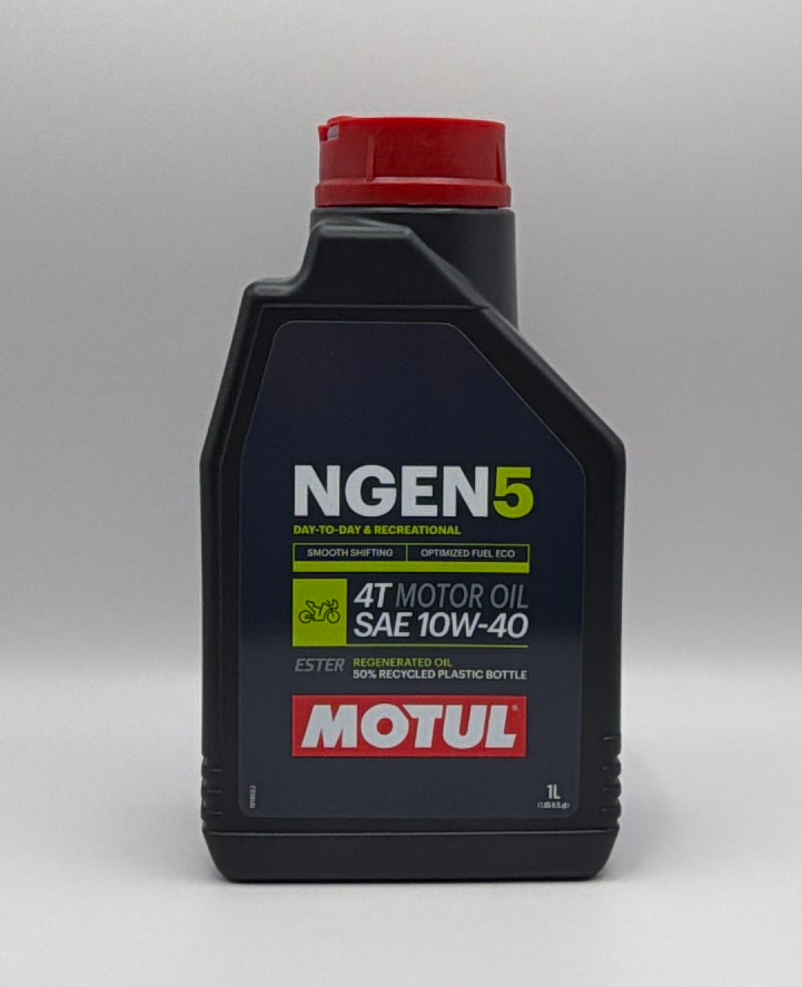 Motul NGEN 5 10w40 4T Next Generation Sustainable Ester Base Synthetic Blend (Upto 75% High Grade Regenerated Oils) API SP, JASO MA2 (2023) (12) (NLA When Out)