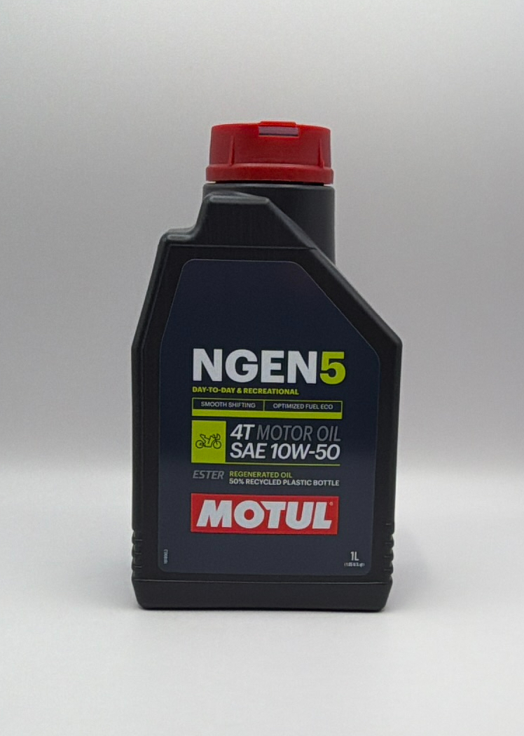 Motul NGEN 5 10w50 4T Next Generation Sustainable Ester Base Synthetic Blend (Upto 75% High Grade Regenerated Oils) API SP, JASO MA2 (2023) (12) (NLA When Out)