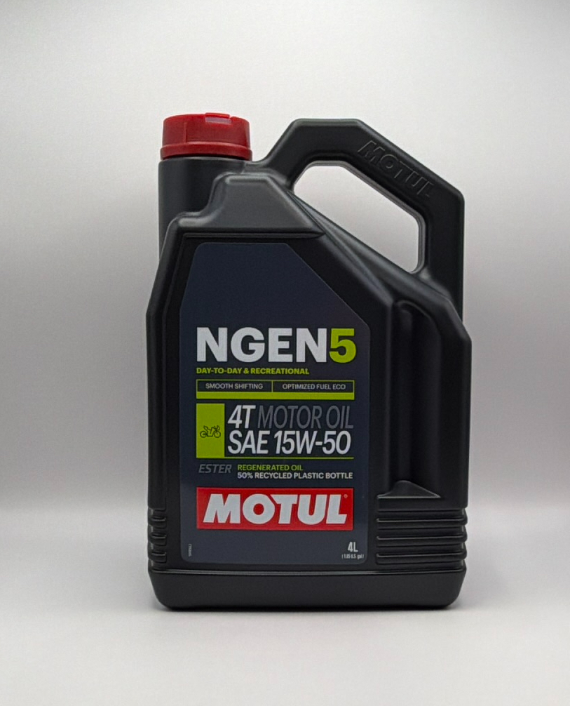 Motul NGEN 5 15w50 4T Next Generation Sustainable Ester Base Synthetic Blend (Upto 75% High Grade Regenerated Oils) API SP, JASO MA2 (2023) (4) (NLA When Out)