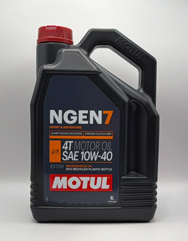 Motul NGEN 7 10w40 4T Next Generation High Performance Sustainable Ester Base Synthetic Blend (Upto 50% High Grade Regenerated Oils) API SP, JASO MA2 (2023) (4) (NLA When Out)