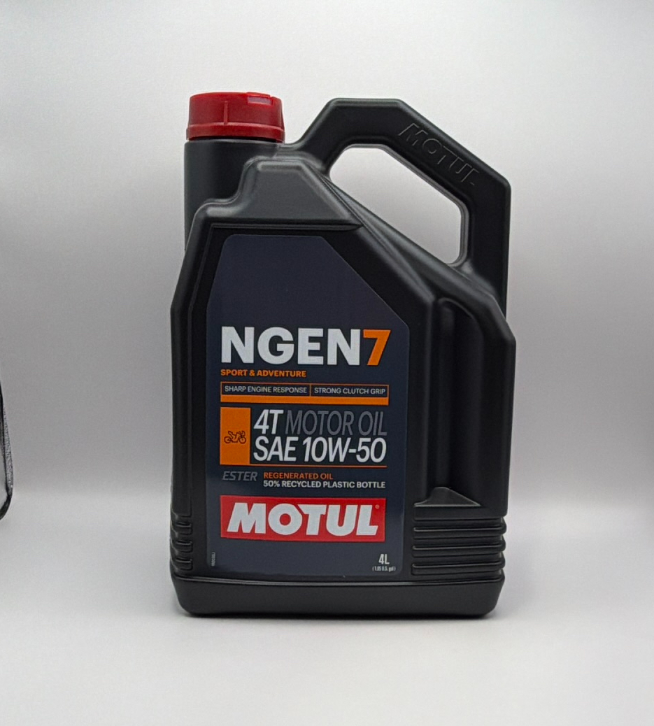 Motul NGEN 7 10w50 4T Next Generation High Performance Sustainable Ester Base Synthetic Blend (Upto 50% High Grade Regenerated Oils) API SP, JASO MA2 (2023) (4) (NLA When Out)
