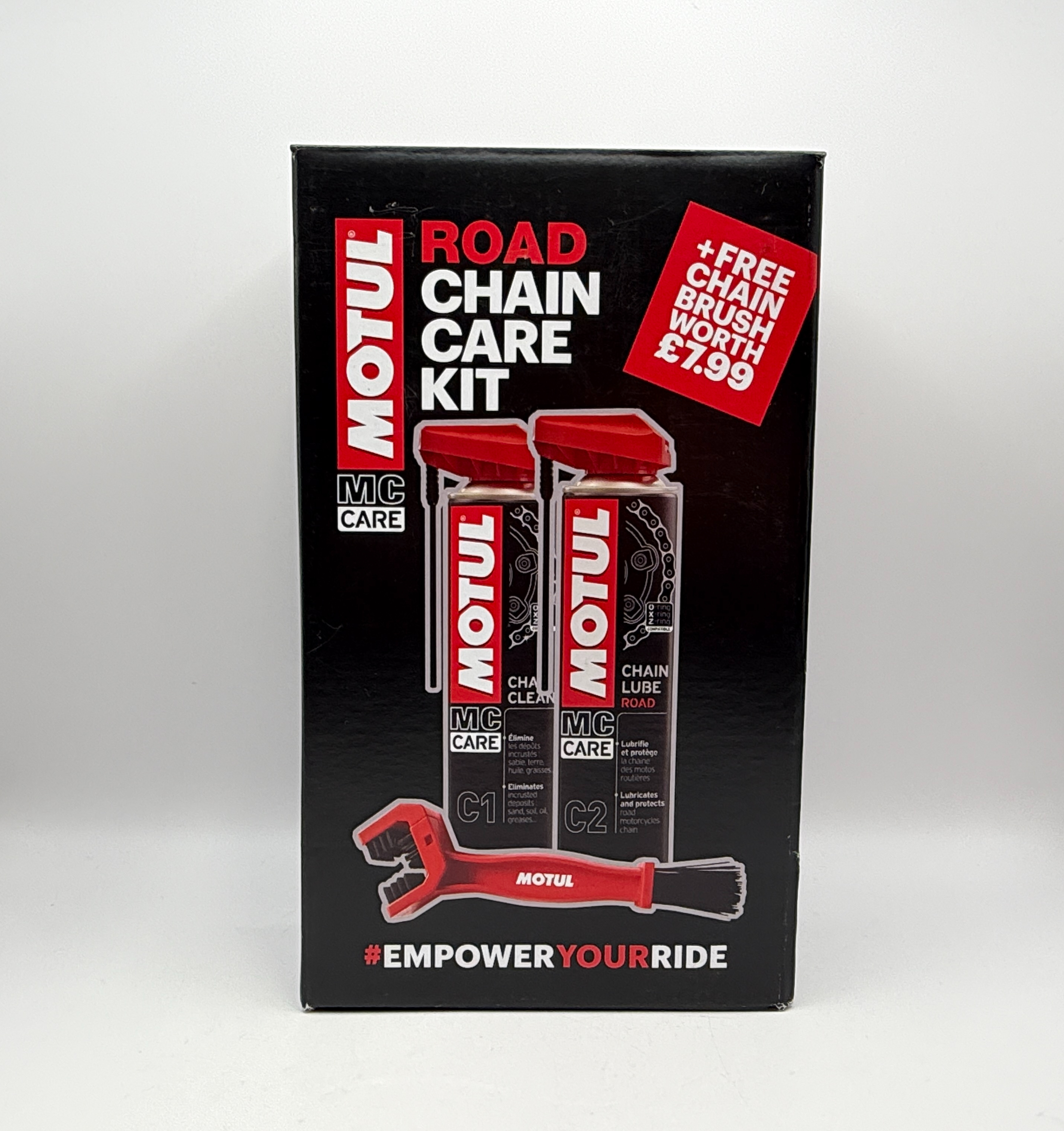Motul Chain Care Pack Road (Includes C1 Cleaner, C2 Lube & Chain Brush)