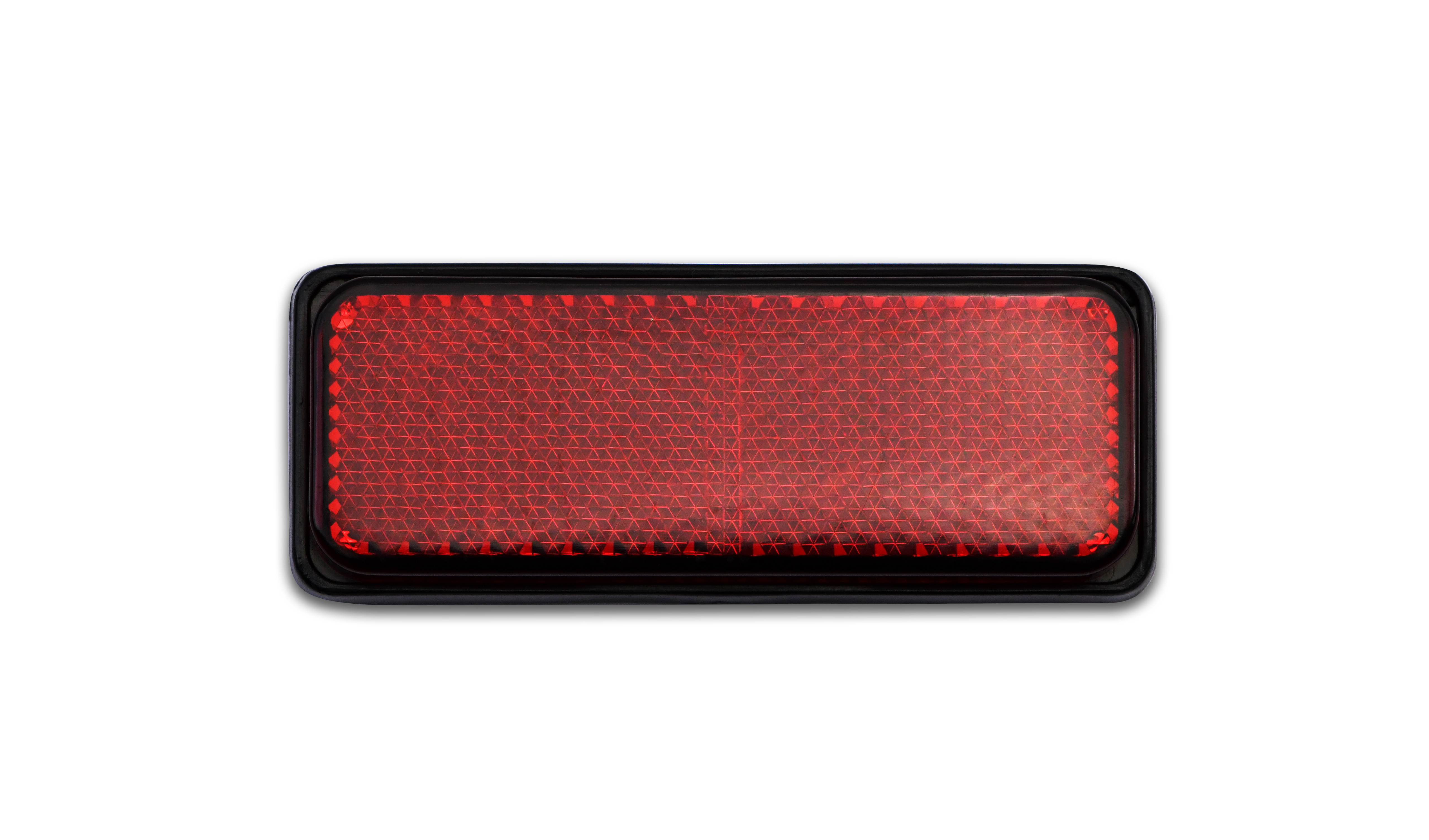 Hendler Reflector Red Rectangle Stick-On Black Rim 85mm x 30mm