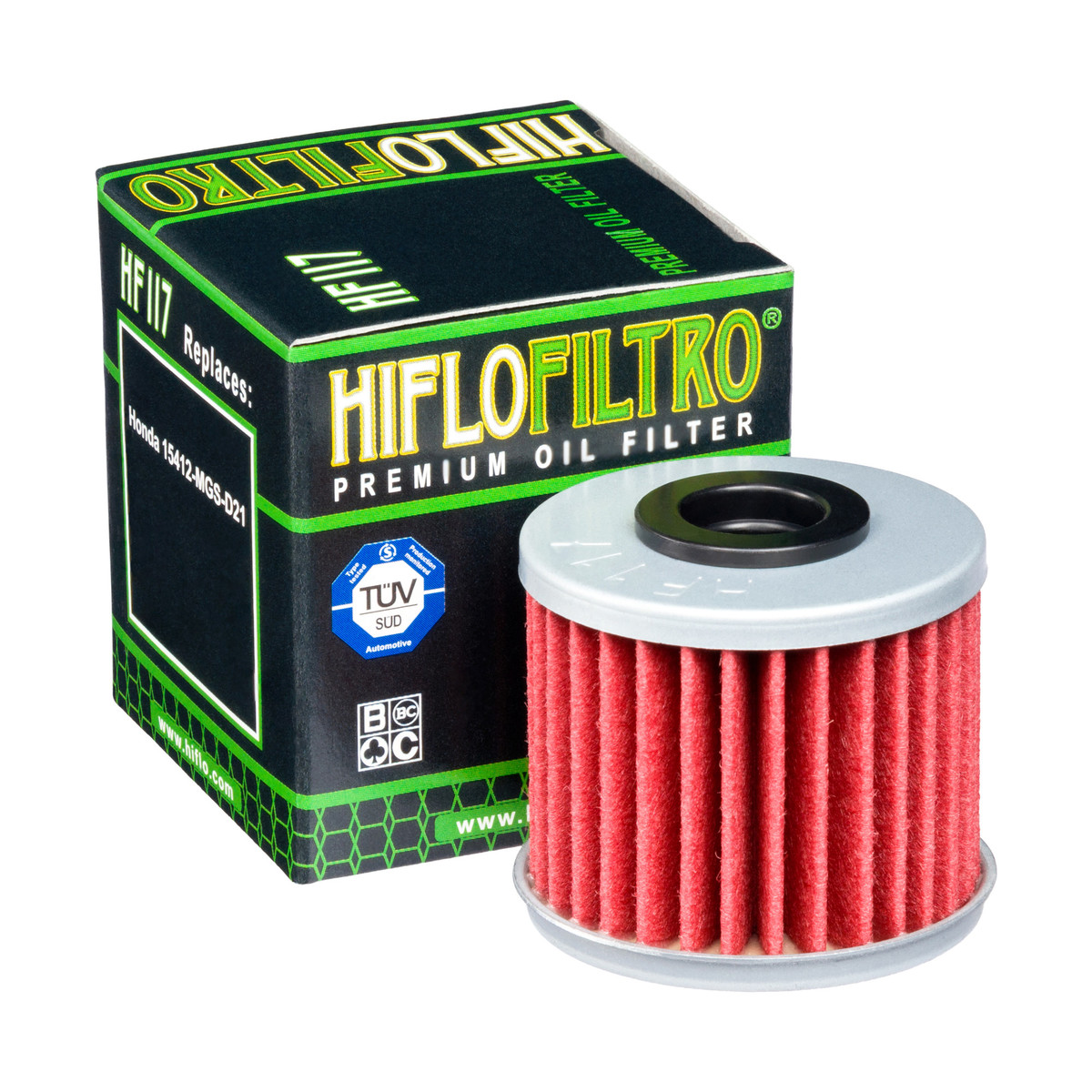 HiFlo Oil Filter Honda MSX125 21-23, Z125 22-23, NC750 14-23, CRF1000 16-19, CRF1100 20-23, GL1800 18-23 OE Ref.15412-MGS-D21