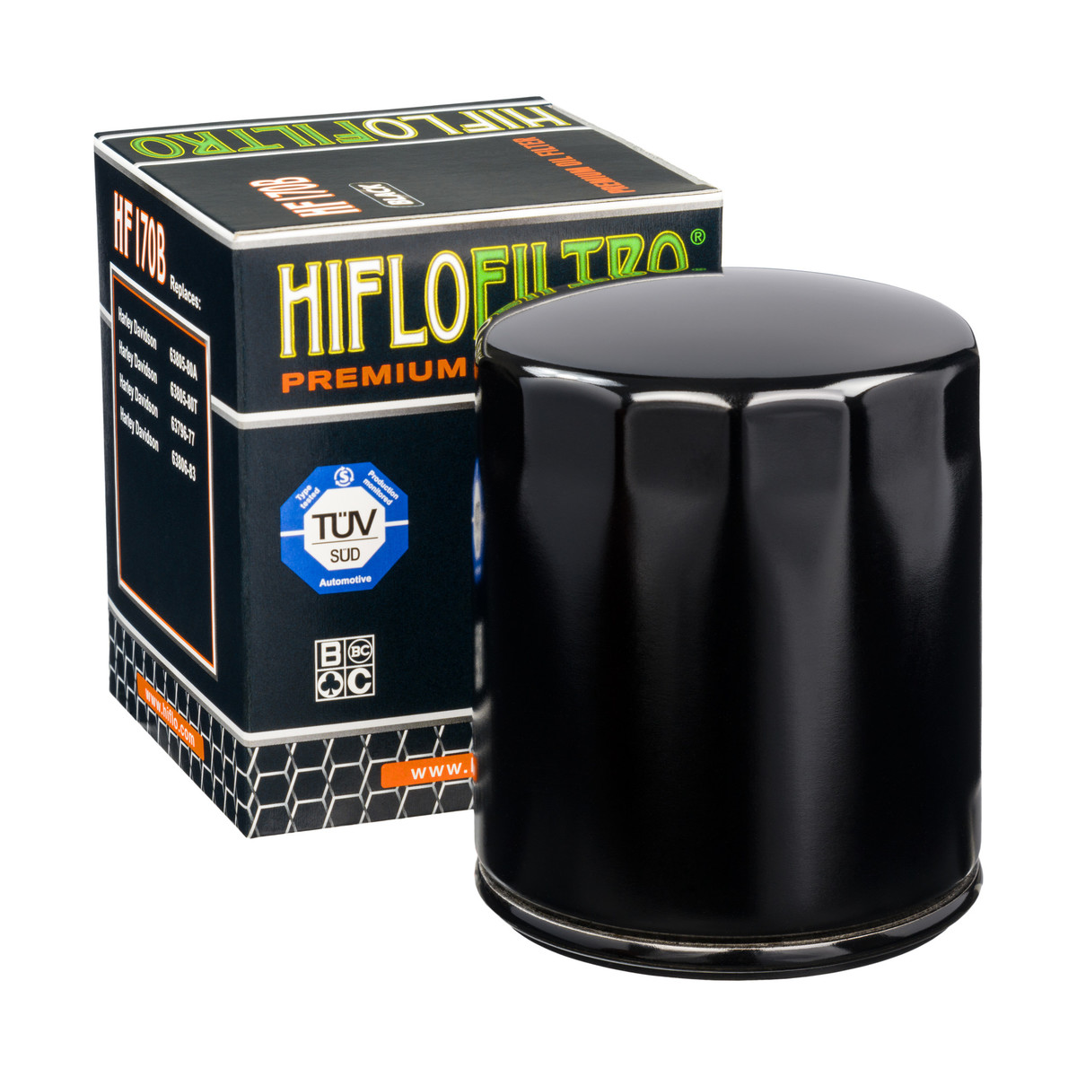 HiFlo Oil Filter Harley Davidson XLH883 86-09, XL1200 96-19, FXRS 82-94 OE Ref.63796-77, 63805-80A, 63805-80T, 63806-83 - Black Oil Filter