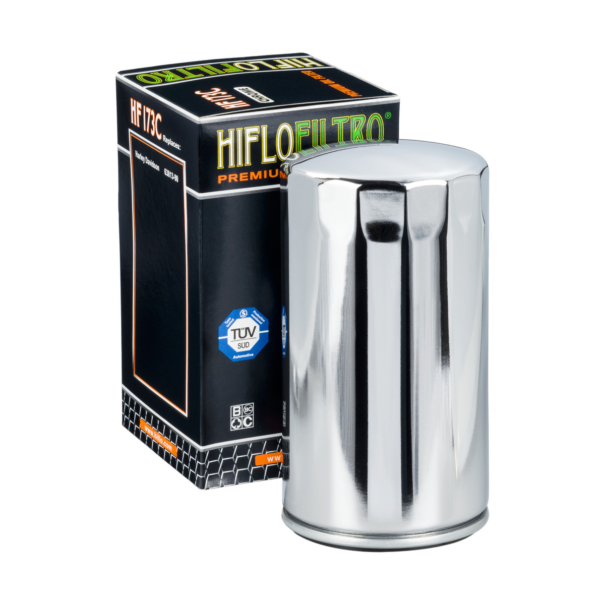 HiFlo Oil Filter Harley Davidson FXD Dyna Super Glide 96-98, FXDWG Dyna Super Glide 93-98, FXDL Dyna Low Rider 93-98 OE Ref.63813-90 - Chrome Oil Filter