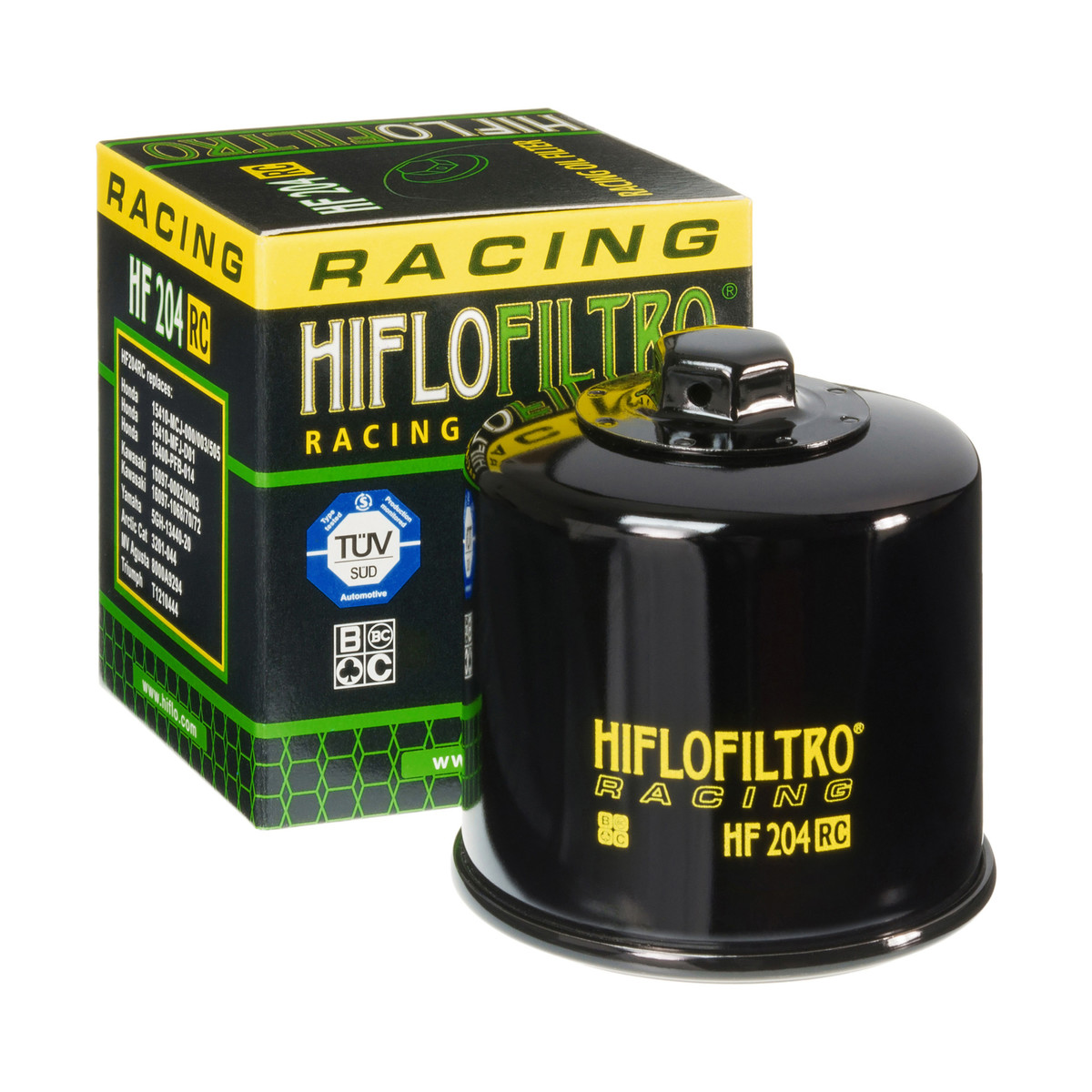 HiFlo Oil Filter - Featuring high performance tri-fibre filtration media for optimum filtration, high capacity, and improved oil flow version HF204 & HF204C with nut