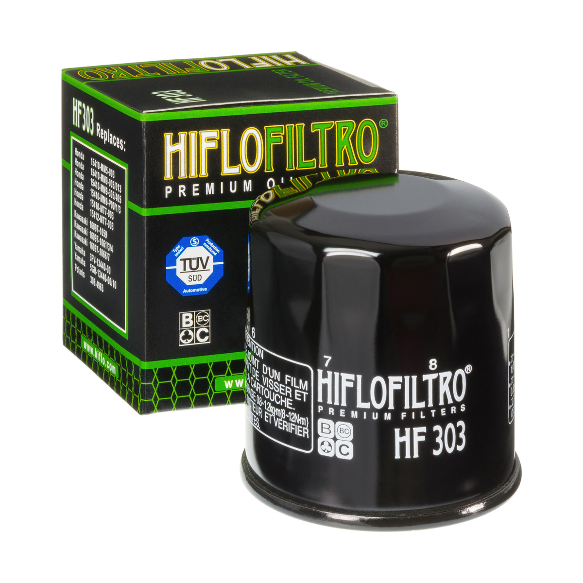 HiFlo Oil Filter Honda Small Canister 500cc to 1500cc 87-03 Kawasaki 500cc to 2000cc, Yamaha 500cc to 1900cc - Black Oil Filter