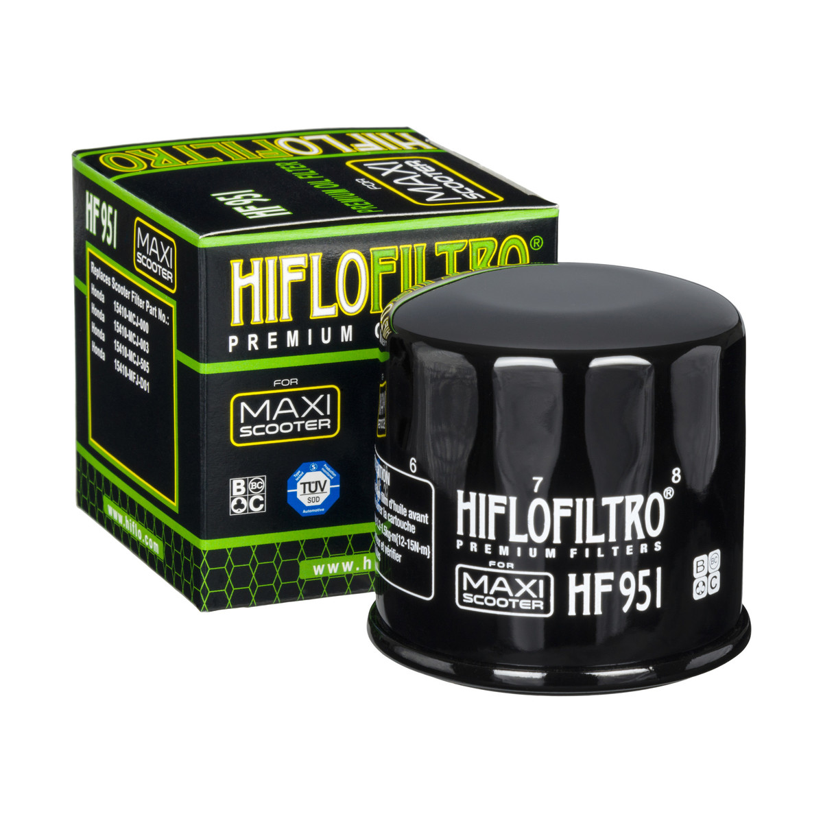 HiFlo Oil Filter Honda NSS250, NSS300, SH300, SH350, FSC400, FSC600, Yamaha XP530, XP560 - Premium Scooter Filter (HF204)