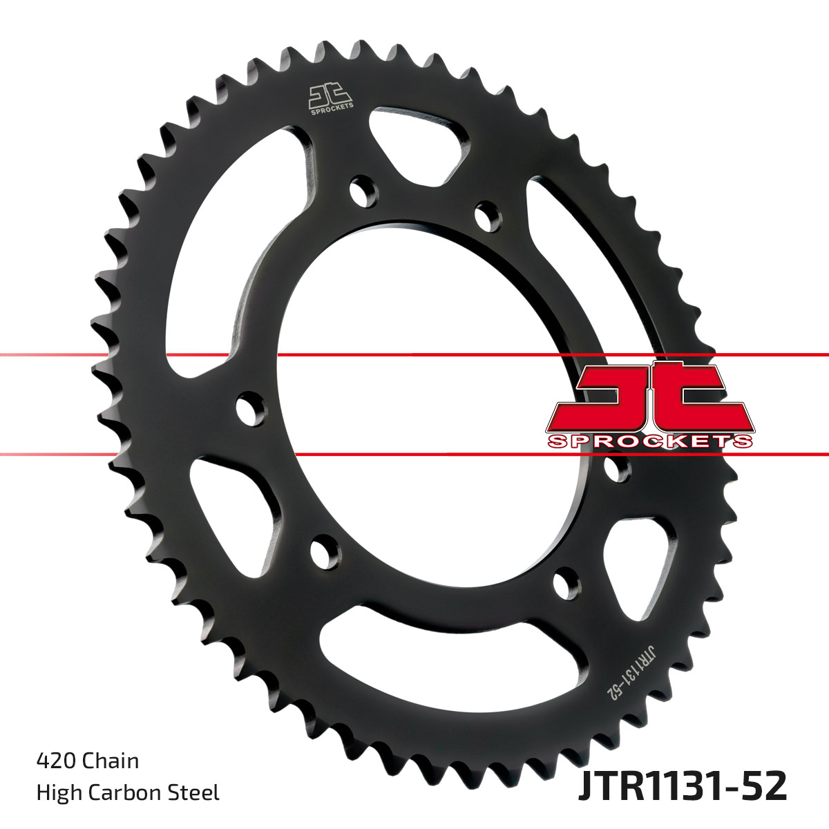 JT Rear Sprocket Peugeot 50 XP6, 98-06, Rieju 50 MRT Pro 09-10, 50 MRT models 09-22 (1131-52)