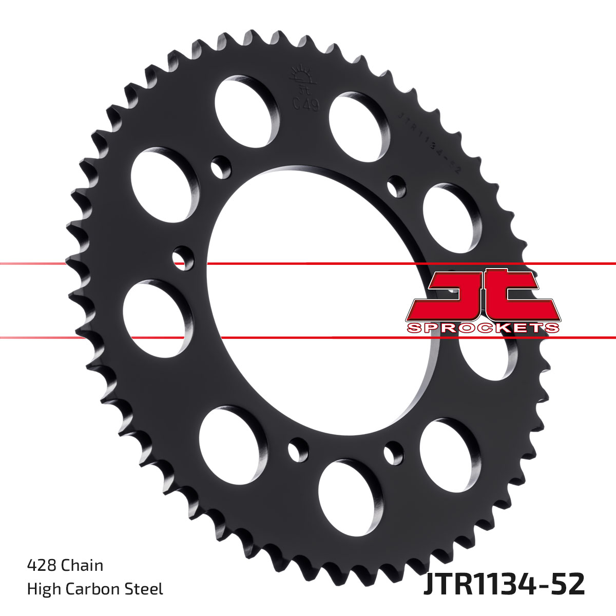 JT Rear Sprocket Derbi 125 Senda Baja SM 06-08, Motor Hispania 125 Duna Enduro 09-10 (1134-52)