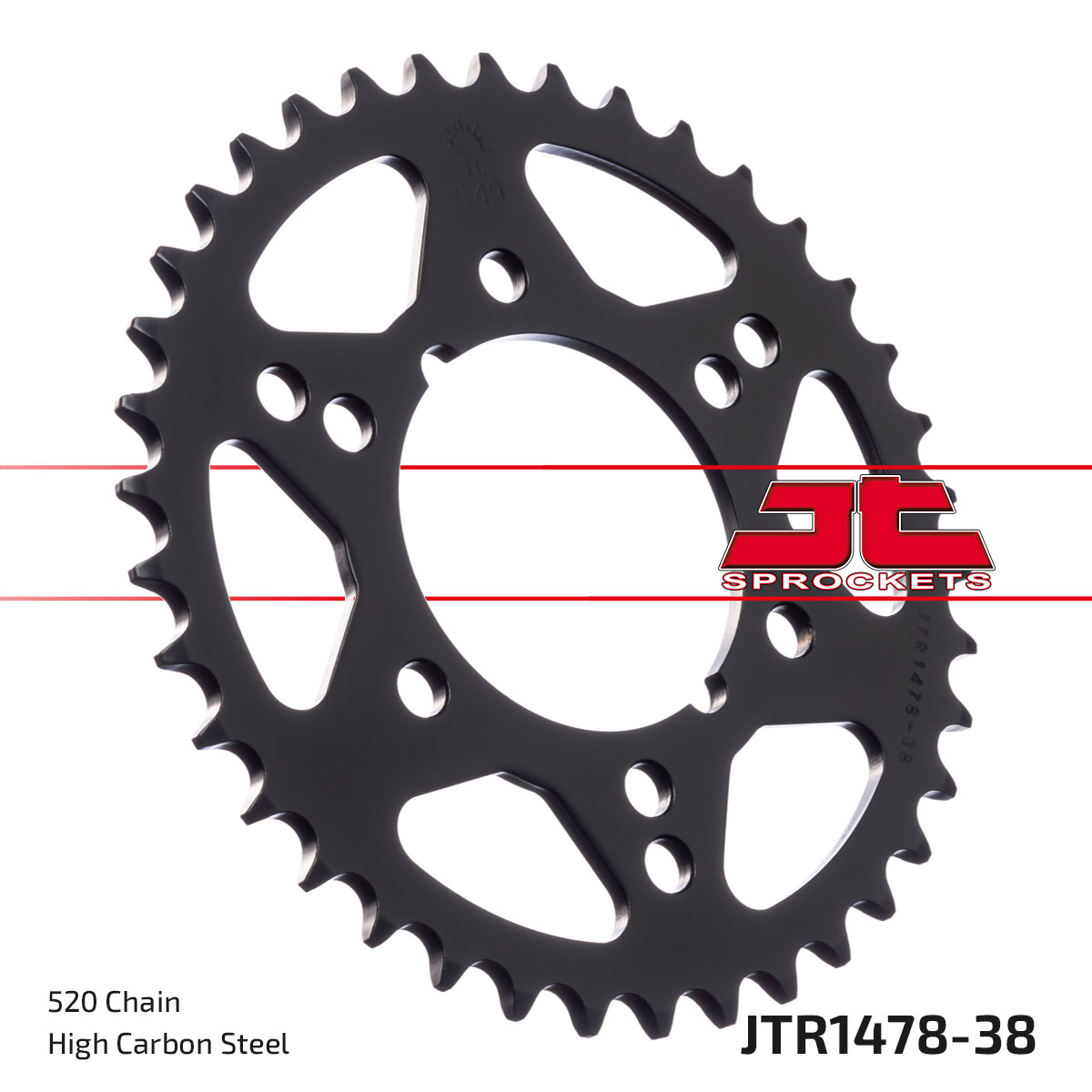 JT Rear Sprocket Kawasaki ZX400C (Z400F2) 84-87, Polaris 250 Trail Boss 88-93 (1478-38)