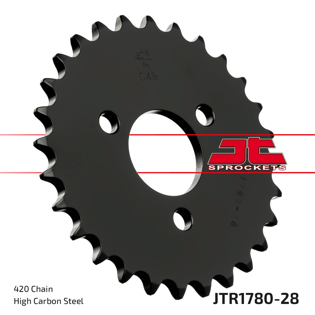 JT Rear Sprocket Kawasaki KDX50 03-06, Suzuki JR50 85-06 (1780-28)