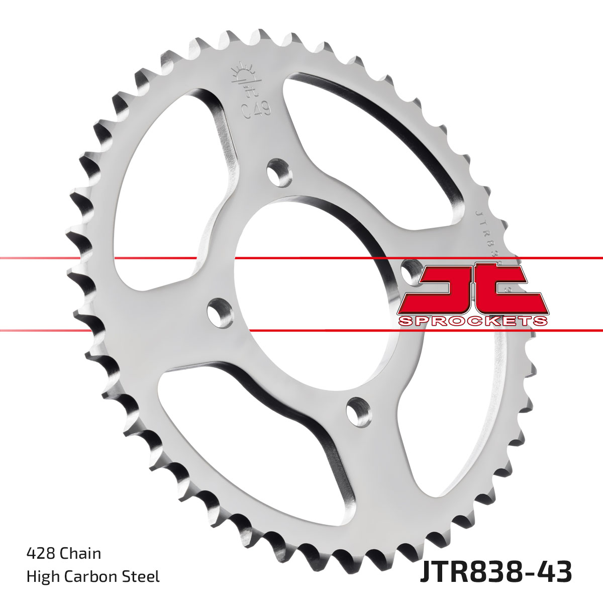 JT Rear Sprocket Yamaha YBR125 Custom 08-15 (838-43)